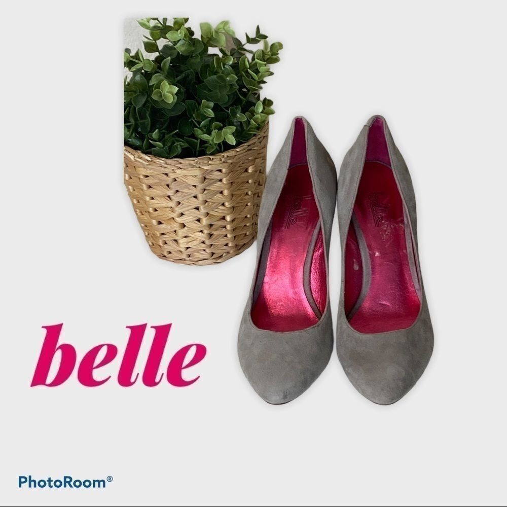 belle by Sigerson Morrison Taupe  Wooden Wedges